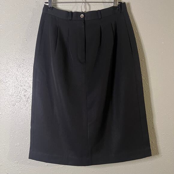 Nordstroms Industrialist Sportswear Womens Black Wool Skirt 12 with pockets - Picture 1 of 11